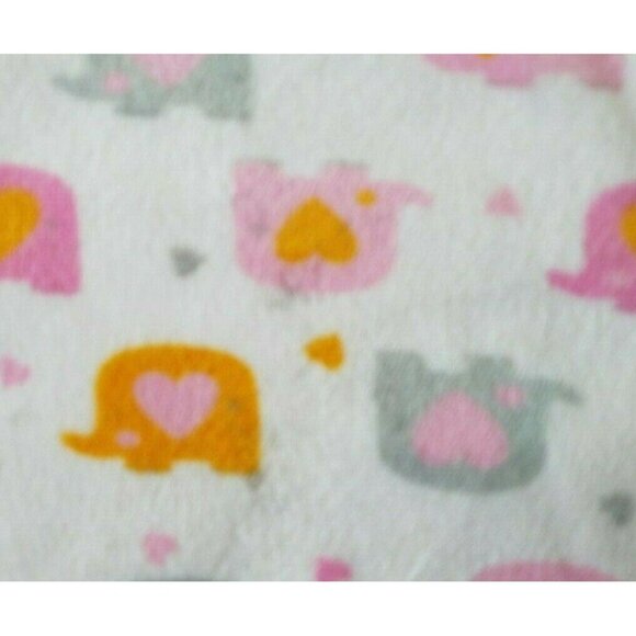 Nuby Baby Blanket Elephants and Hearts White Orange Gray Pink Sherpa 30 x 40 Nur - Picture 6 of 9